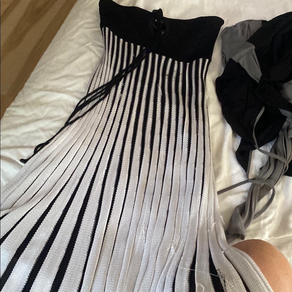 bebe Black and White Strapless Dress